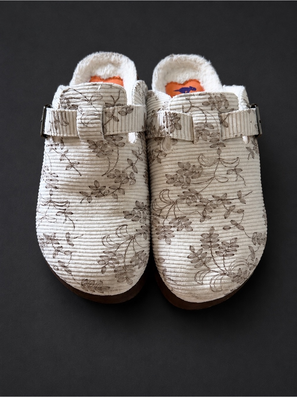 Rocket Dog Cream Floral Slip-On Clogs with Brown Print
